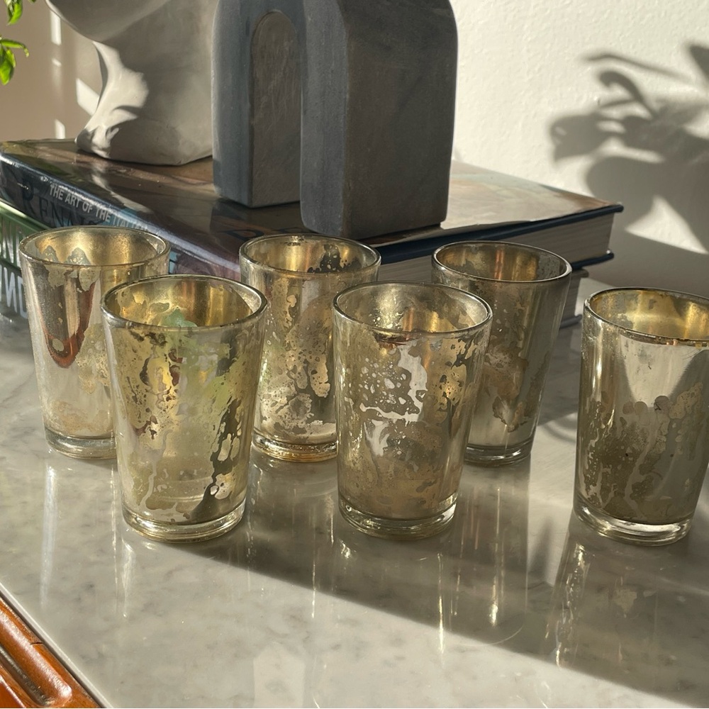 Lot of 12 Mercury glass votive candle holders